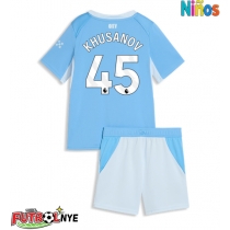 Camiseta Manchester City Abdukodir Khusanov #45 Primera Equipación para niños 2026-27 manga corta (+ pantalones cortos)